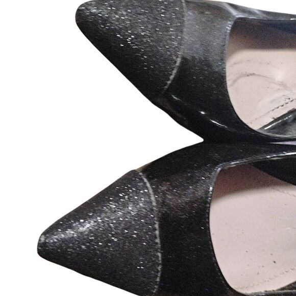 Vince Camuto Shimmering Black Slingback Heels - Picture 6 of 7